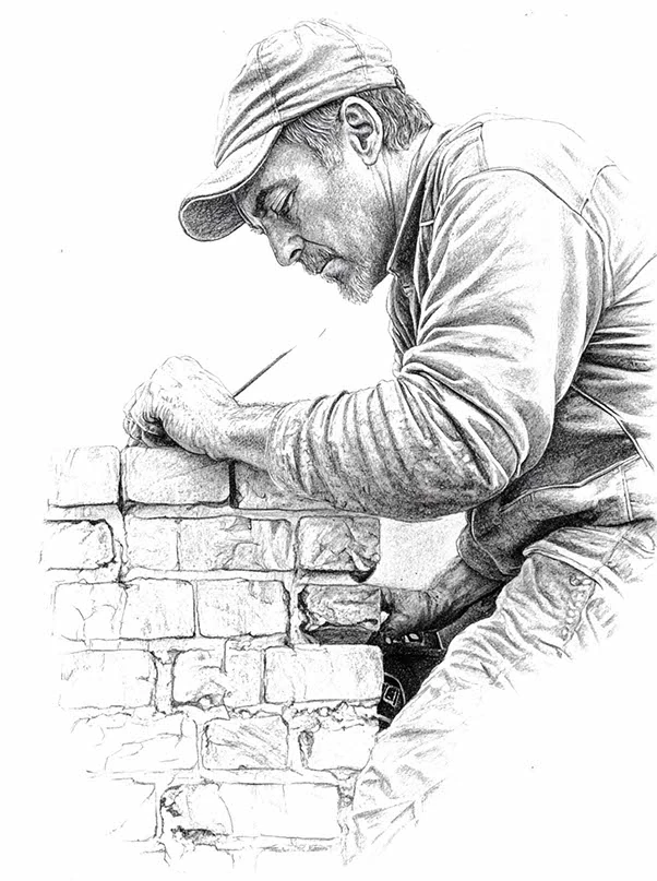 Illustration of a bricklayer