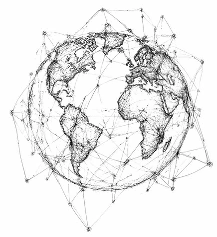 Illustration of decentralized global communication