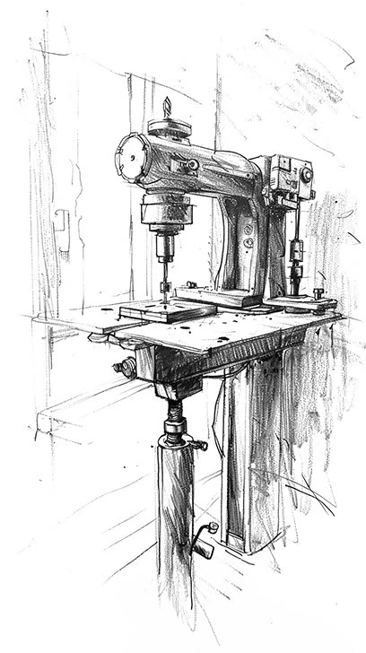 Illustration of a drill press